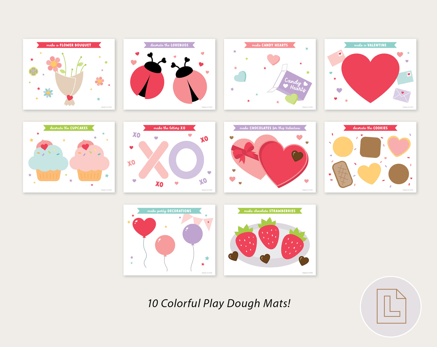 Valentine's Day Play Dough Mats Printable