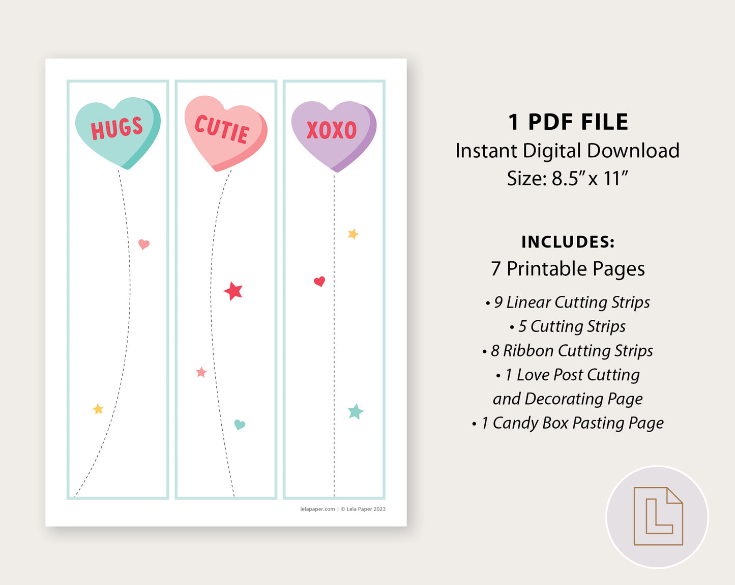 Valentine Themed Cutting Strips Activity Printable | Scissor Practice Print Kit
