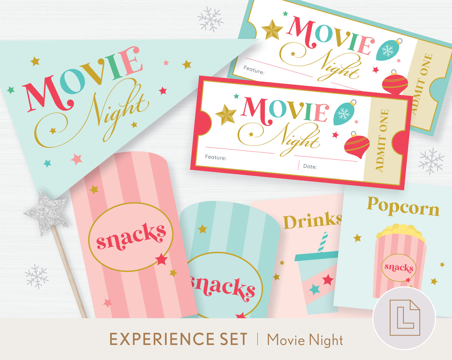 Christmas Movie Night Tickets Printable Se