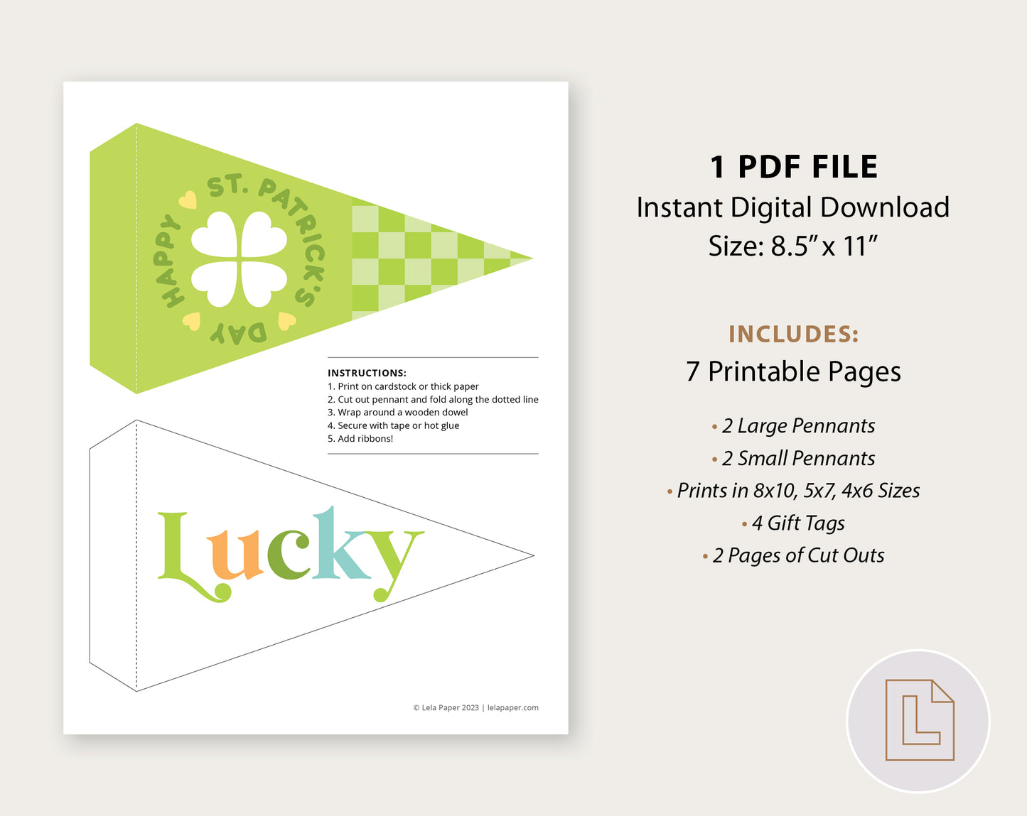 St. Patrick's Day Holiday Decor Set | Pennants, Tags, Prints