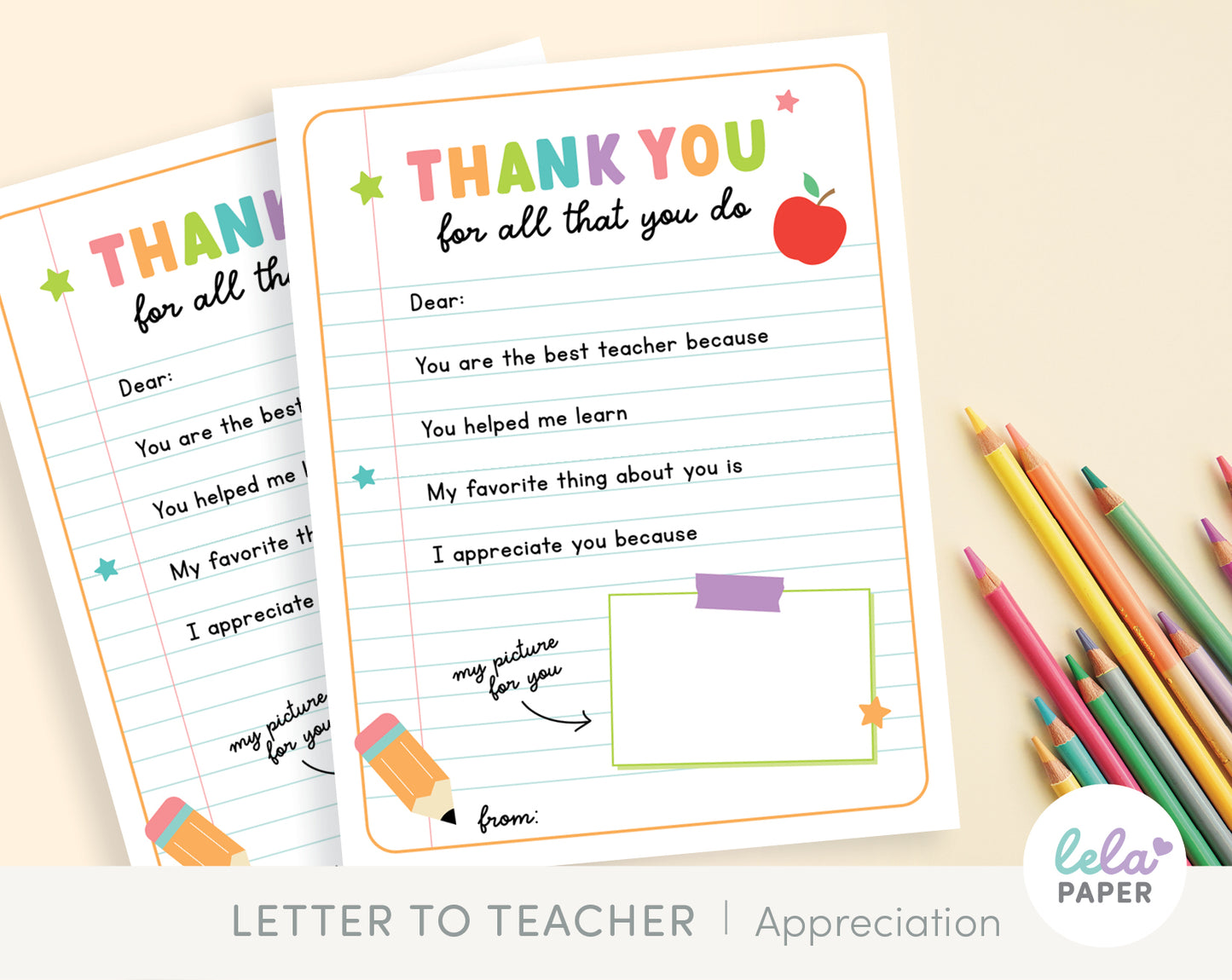 Teacher Appreciation Week Printable Letter | Thank You Teacher Gift