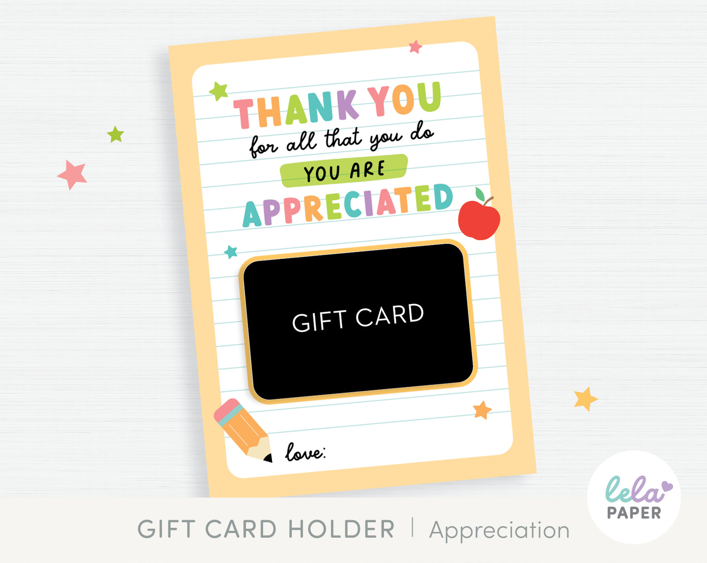Teacher Appreciation Gift Card Holder | Thank You Teachers Card