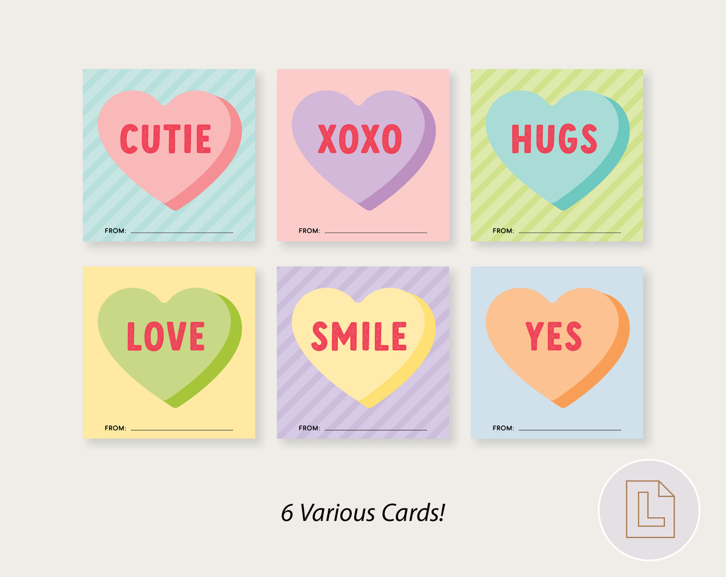 Conversation Heart Valentine Printable | Classmate Valentine Cards