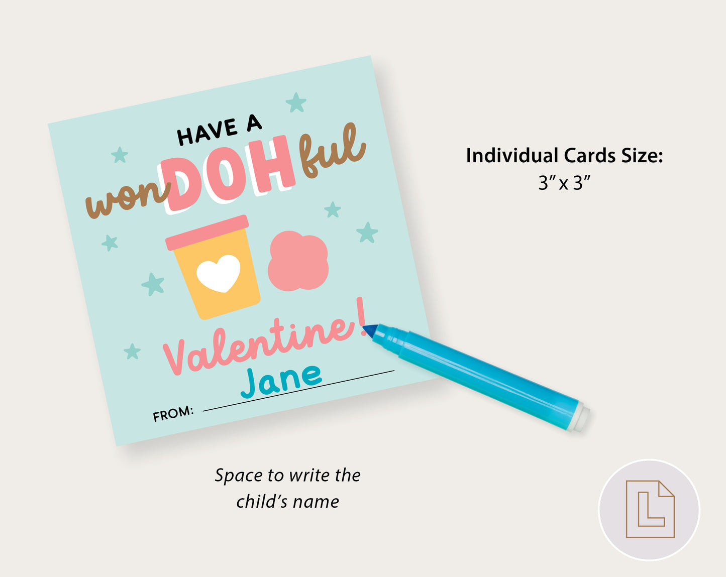 Play Dough Valentine Printable | Classmate Valentine Cards