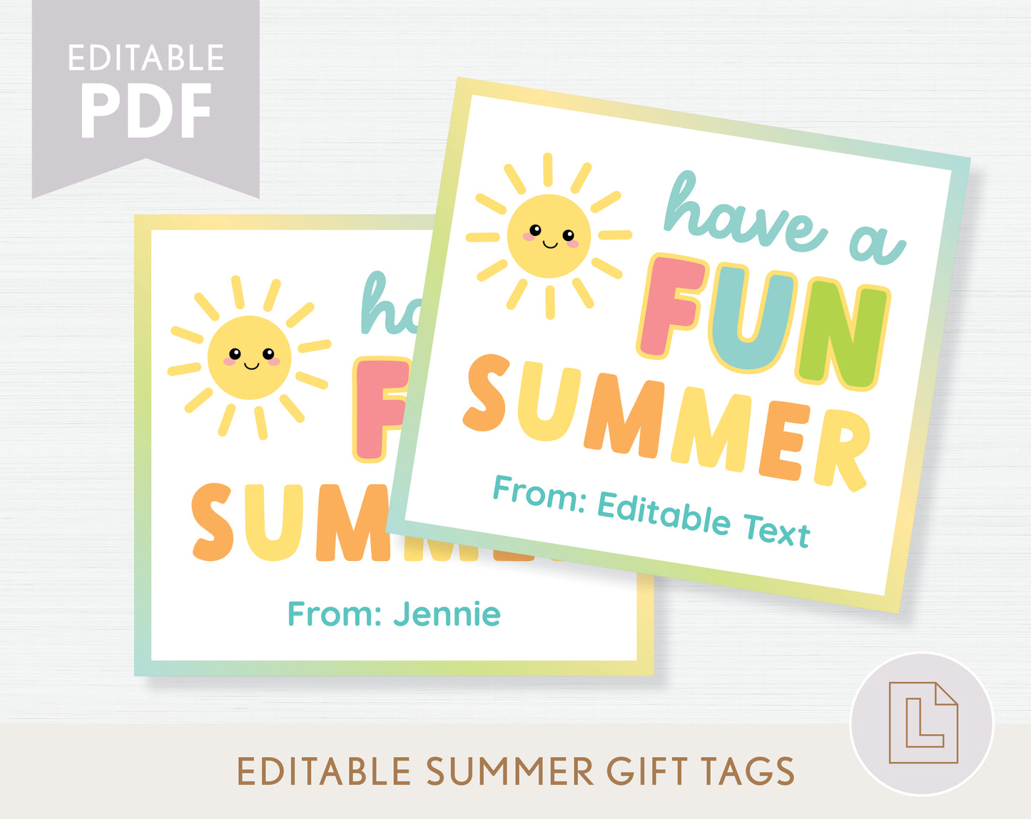 Editable End of School Year Summer Gift Tags