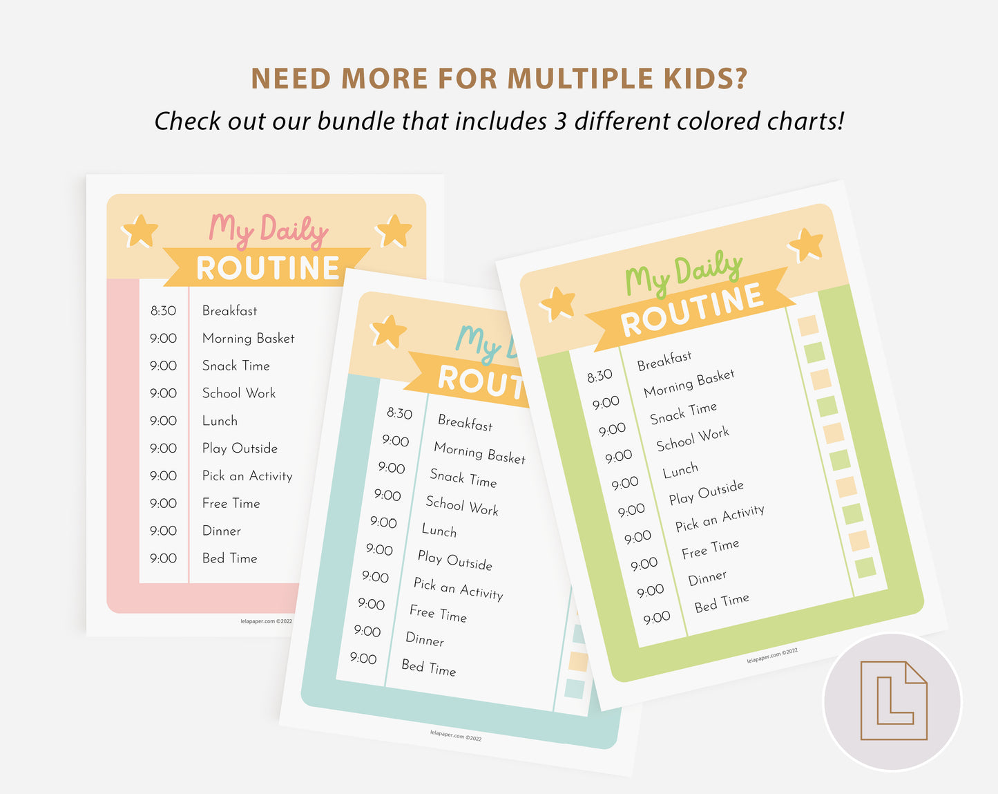 Daily Routine Editable Chart Pink