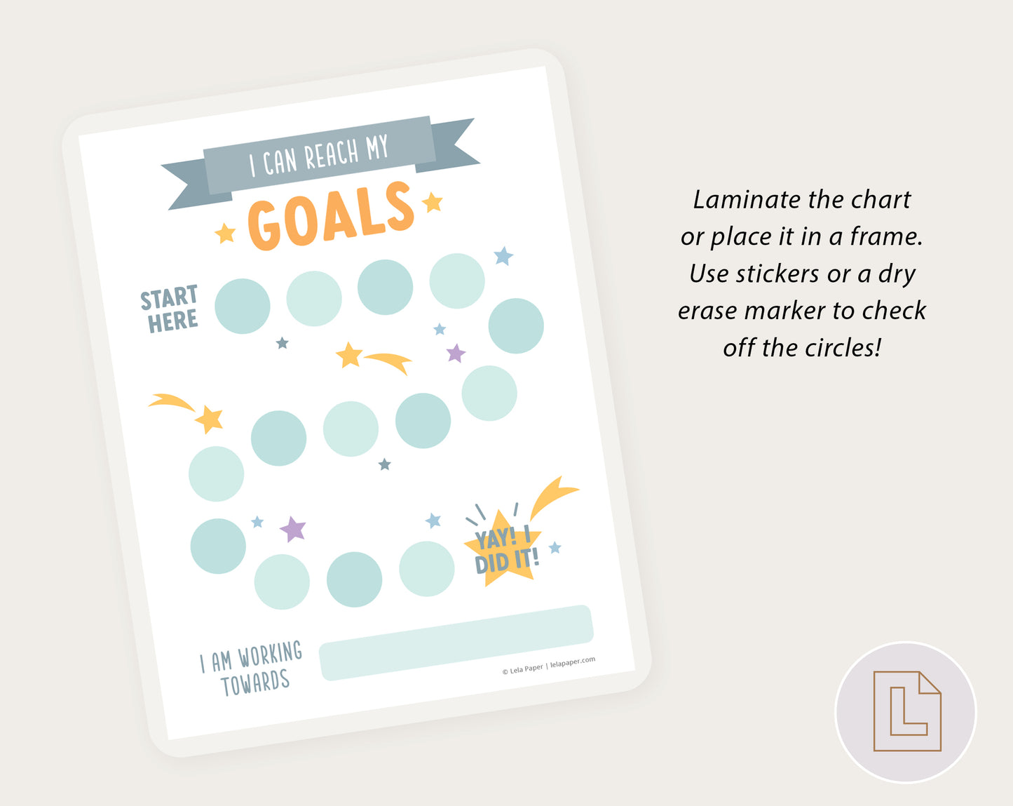 I Can Reach Goals Rewards Sticker Chart - Blue