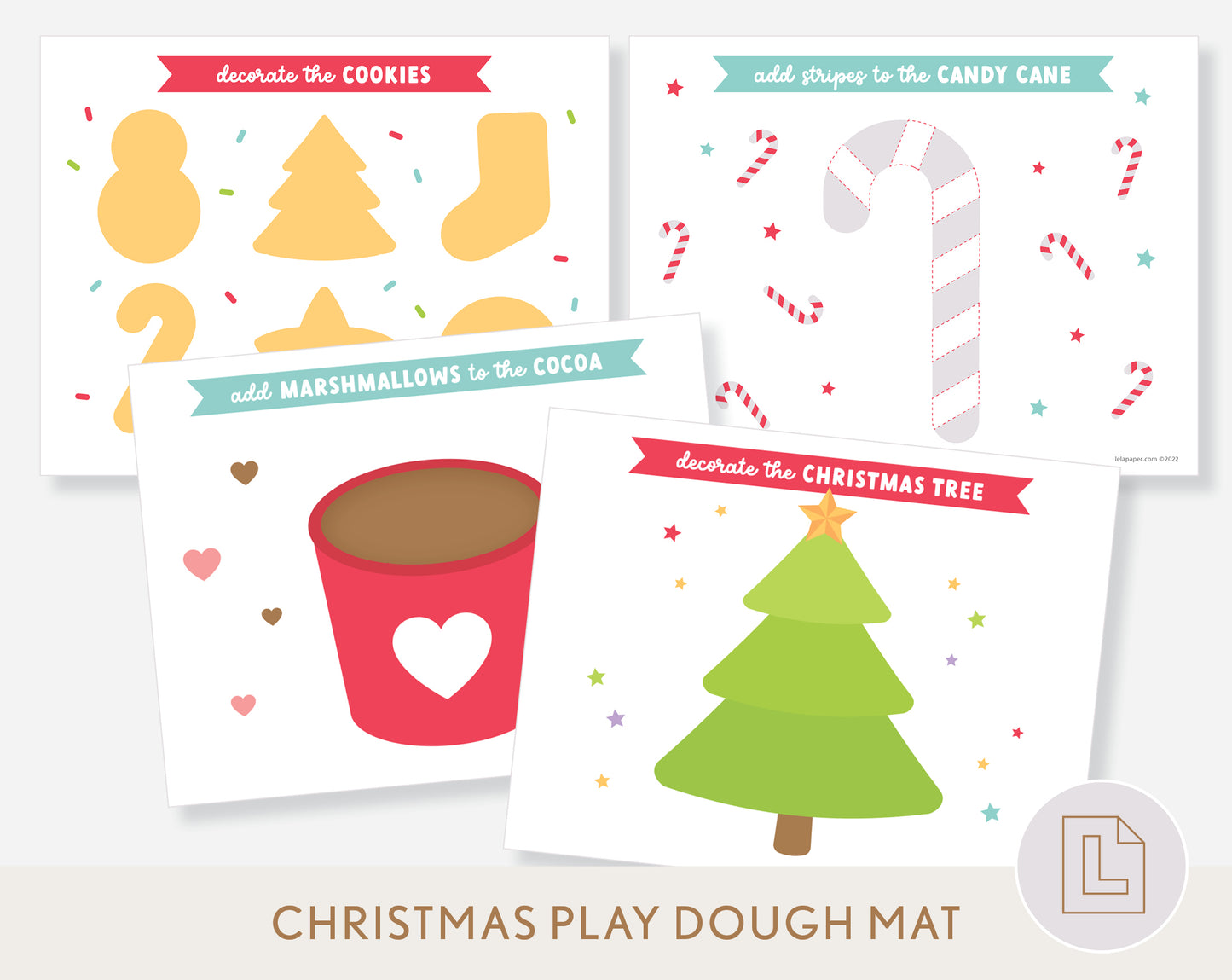 Christmas Holiday Winter Play Dough Mats