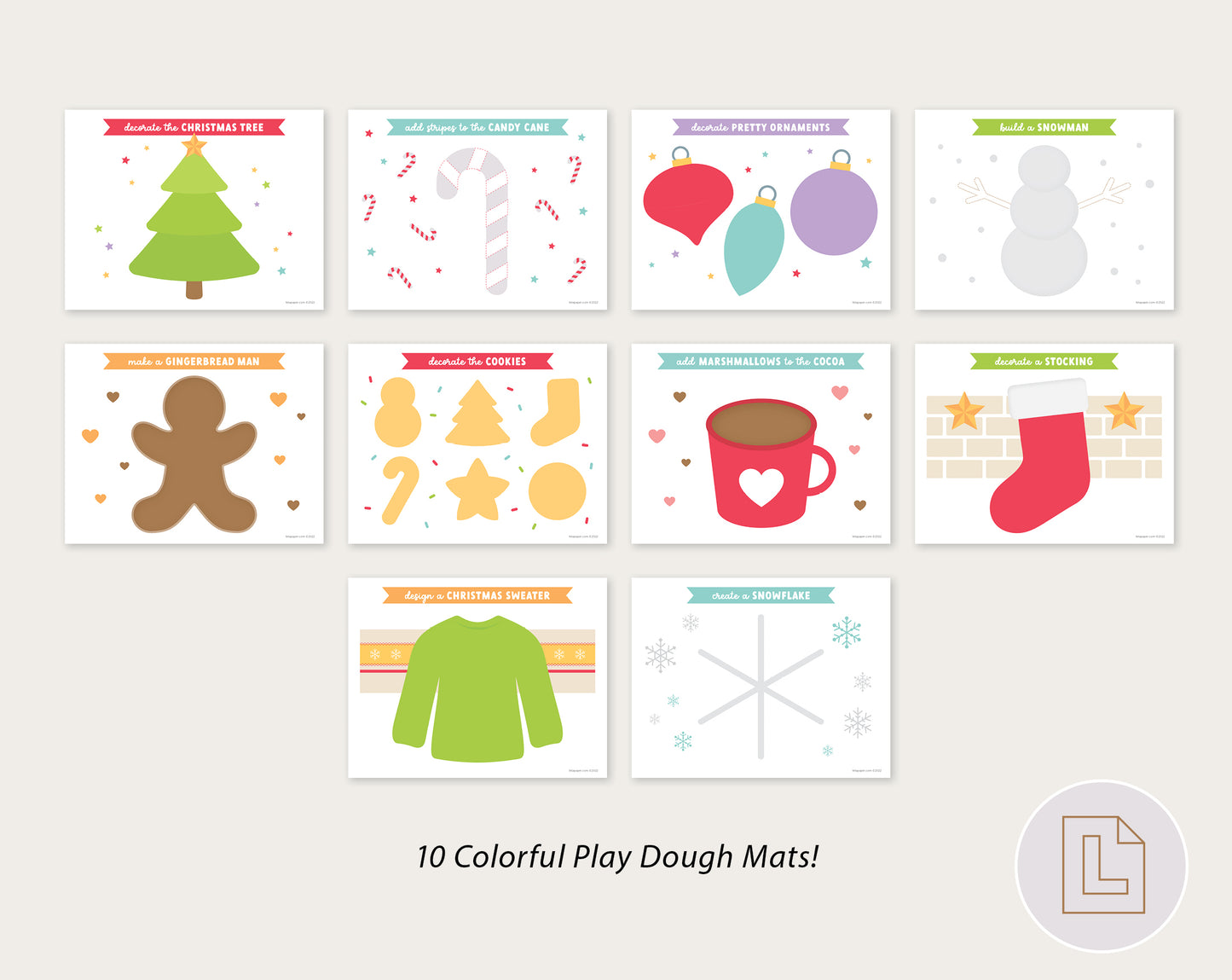 Christmas Holiday Winter Play Dough Mats