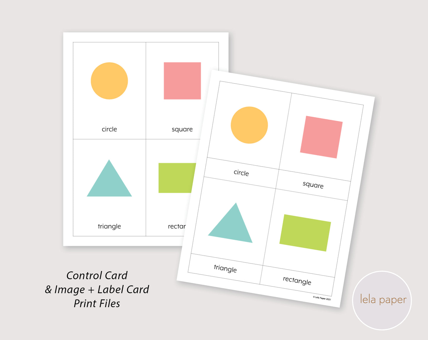 Basic Shapes Minimalist Flash Cards Printable
