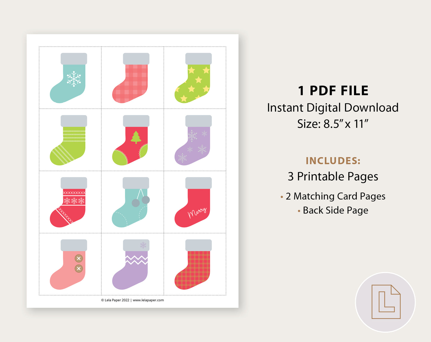 Christmas Stocking Memory Matching Game