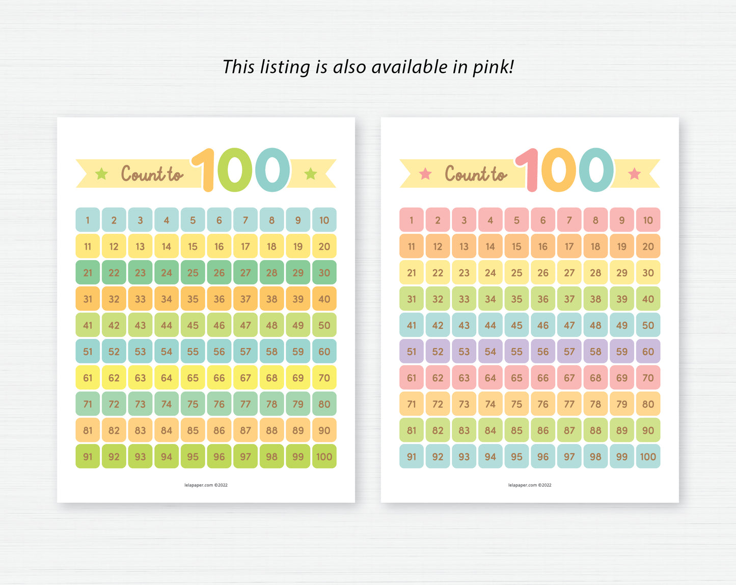 Hundred 100 Number Chart Blue