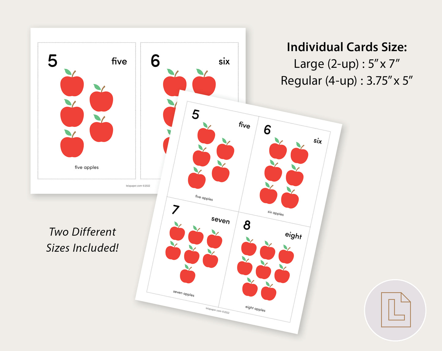 Apples Counting Flash Cards Numbers 1-10