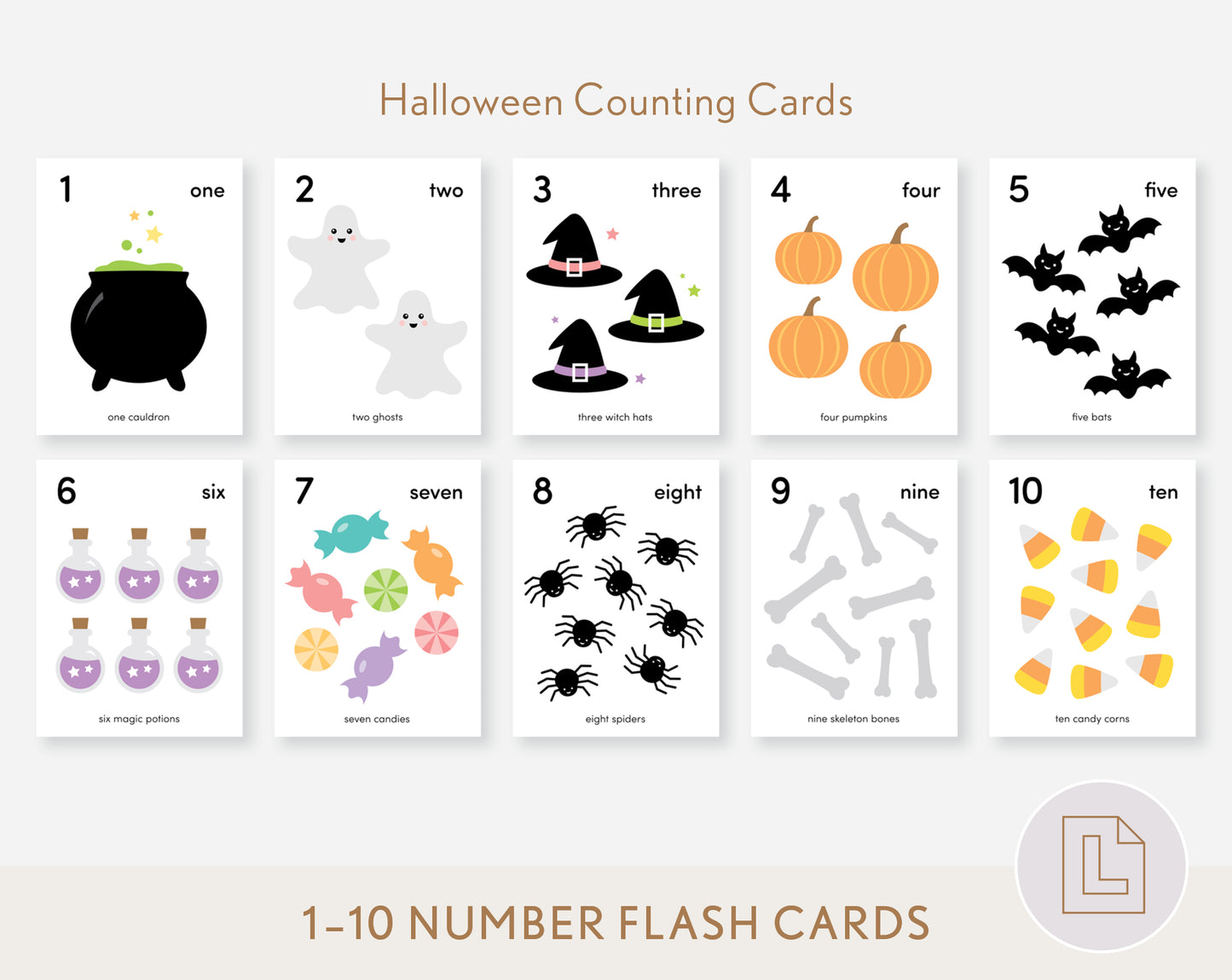 Halloween Counting Flash Cards Numbers 1-10