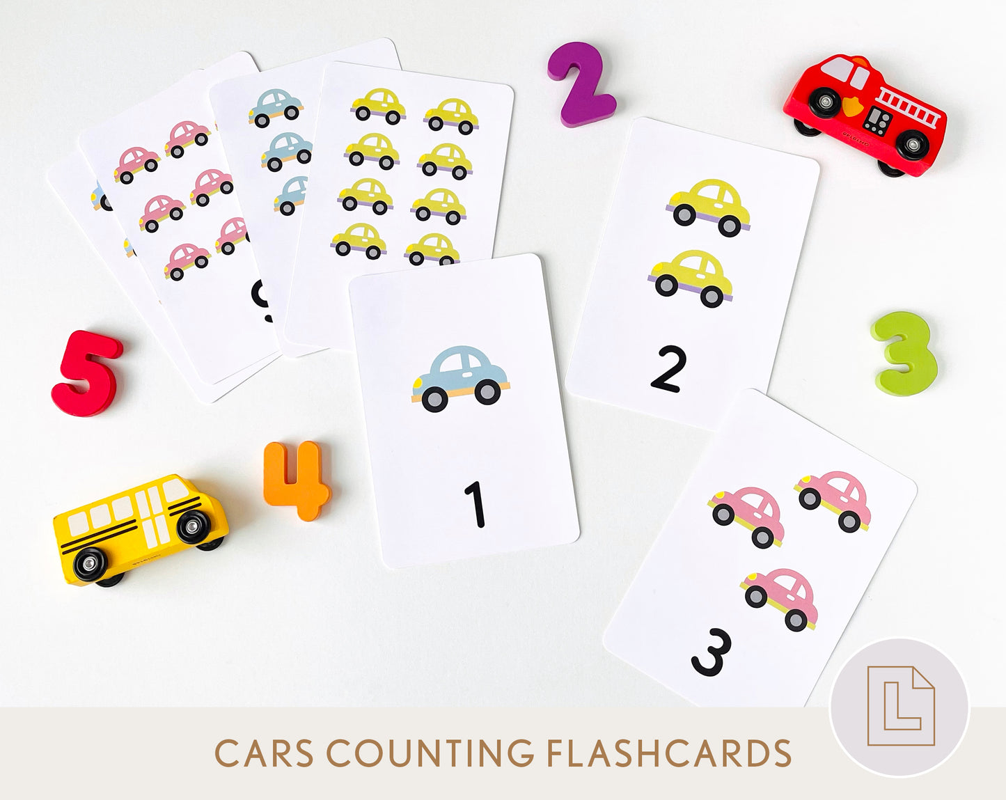Cars Counting Flash Cards Printable
