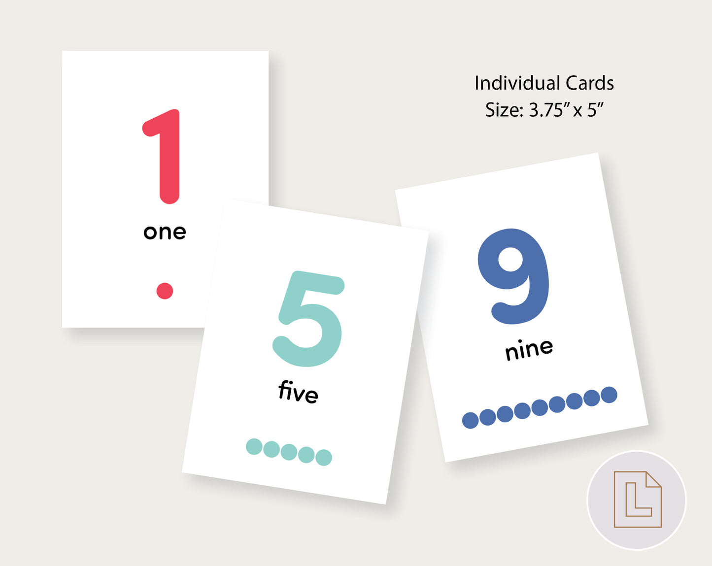 Montessori Bead Stairs Counting Flash Cards Numbers 1-10