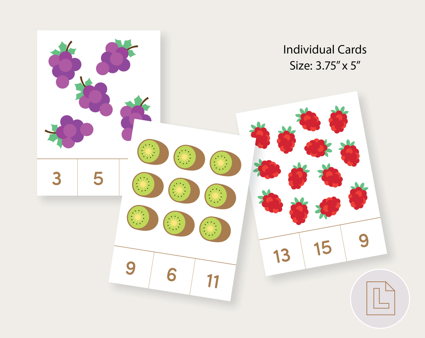 Fruit Count and Clip Cards Numbers 1-20