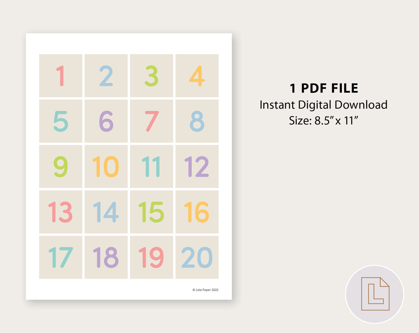 Numbers 1-20 Printable Chart