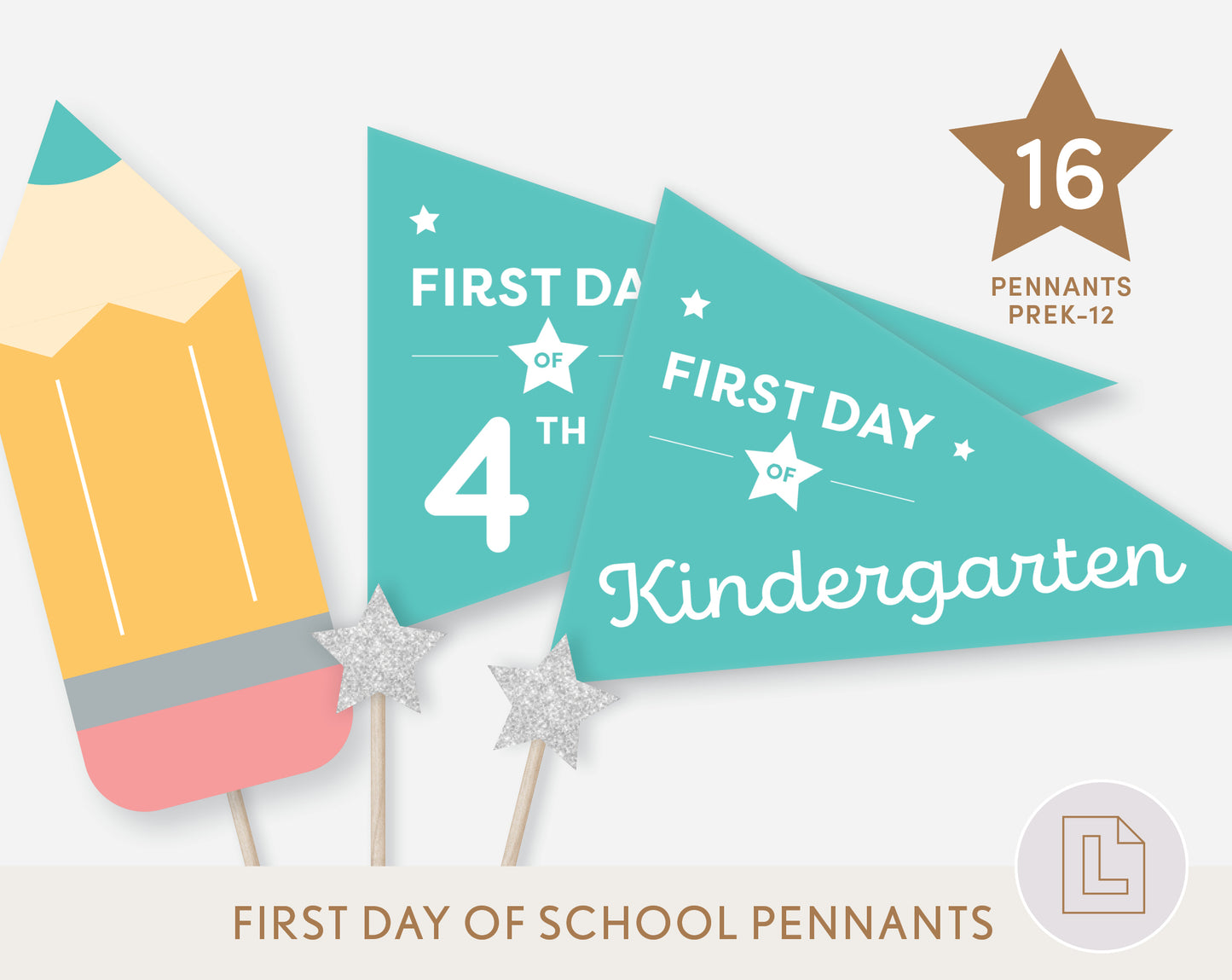 First Day of School Pennant Flags Printable | Back to School Banners – Blue