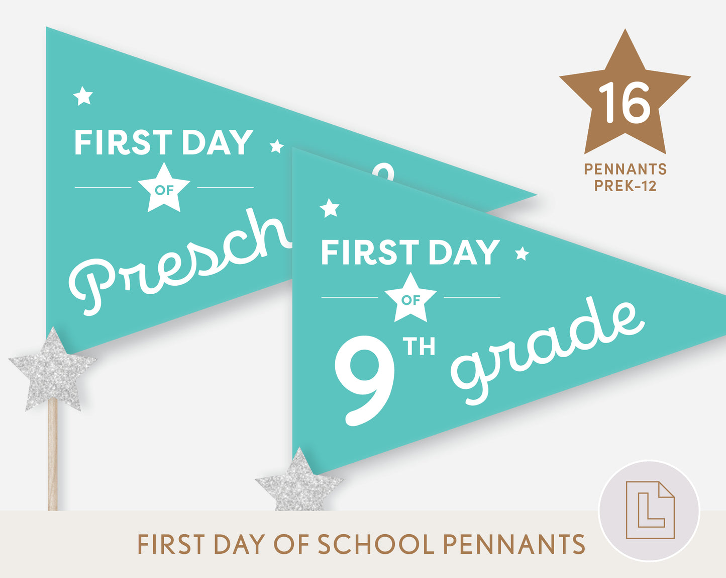 First Day of School Pennant Flags Printable | Back to School Banners – Blue