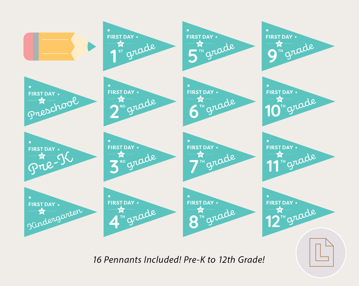 First Day of School Pennant Flags Printable | Back to School Banners – Blue