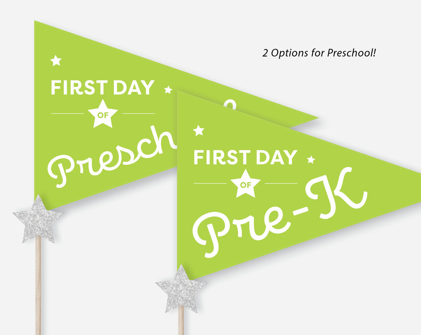 First Day of School Pennant Flags Printable | Back to School Banners – Green