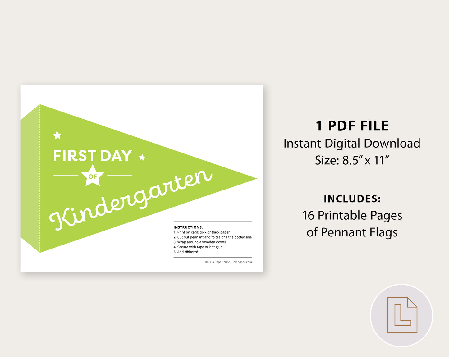 First Day of School Pennant Flags Printable | Back to School Banners – Green
