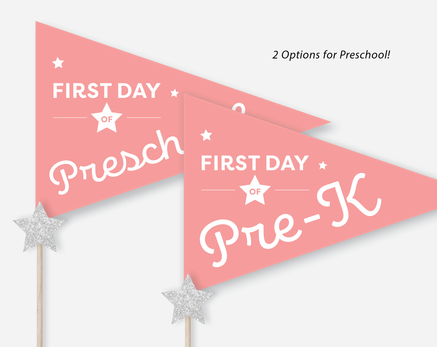 First Day of School Pennant Flags Printable | Back to School Banners – Pink
