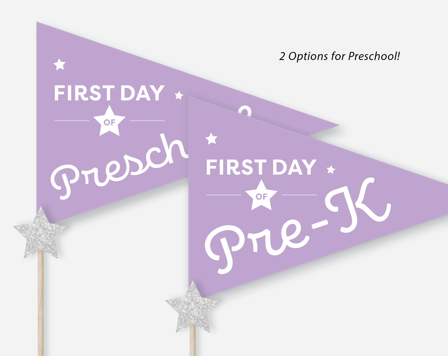 First Day of School Pennant Flags Printable | Back to School Banners – Purple