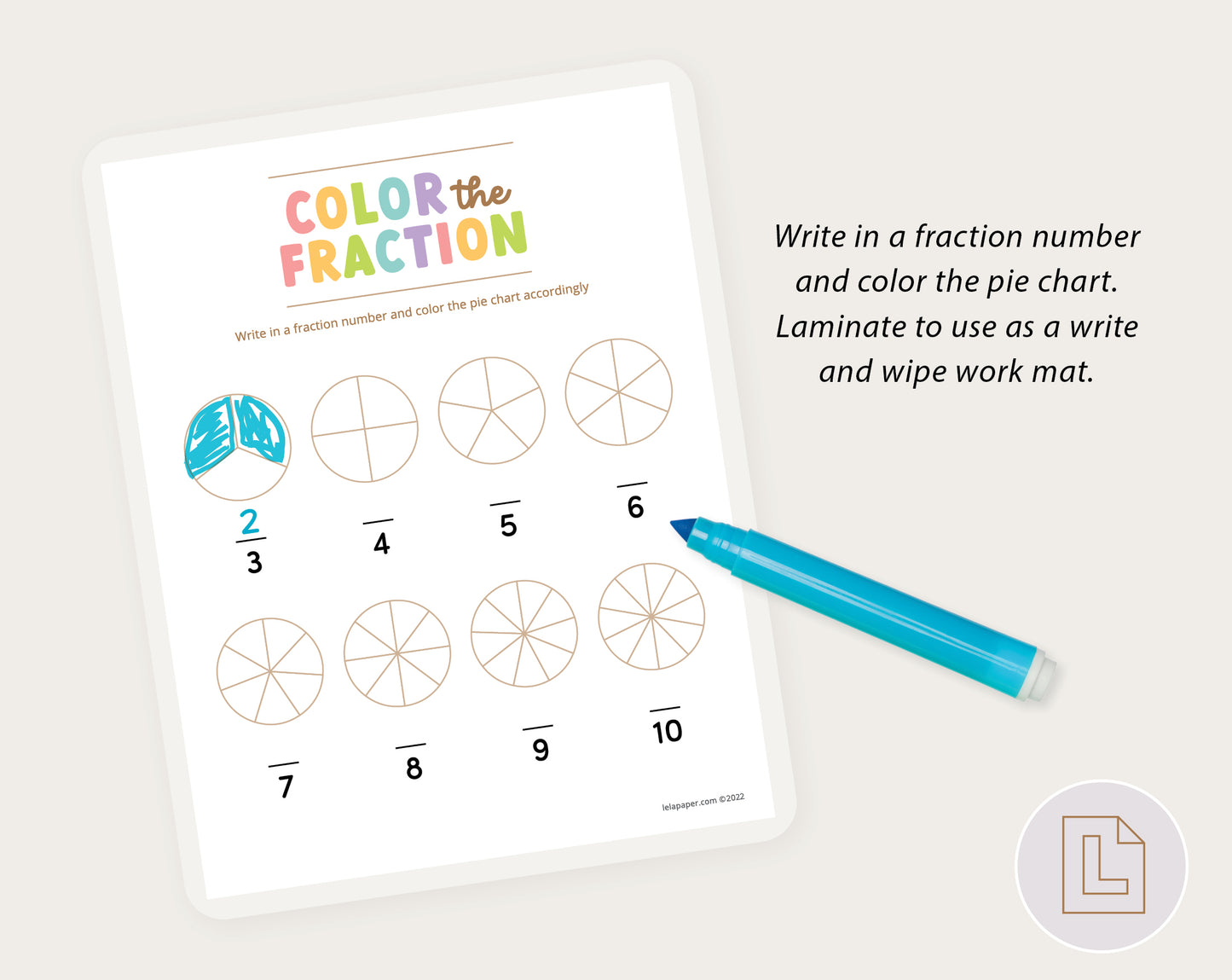 Learning Fractions Matching Activity