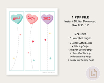 Valentine Themed Cutting Strips Activity Printable | Scissor Practice Print Kit