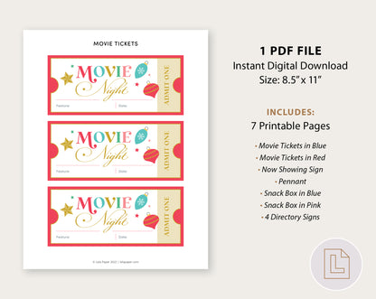 Christmas Movie Night Tickets Printable Se