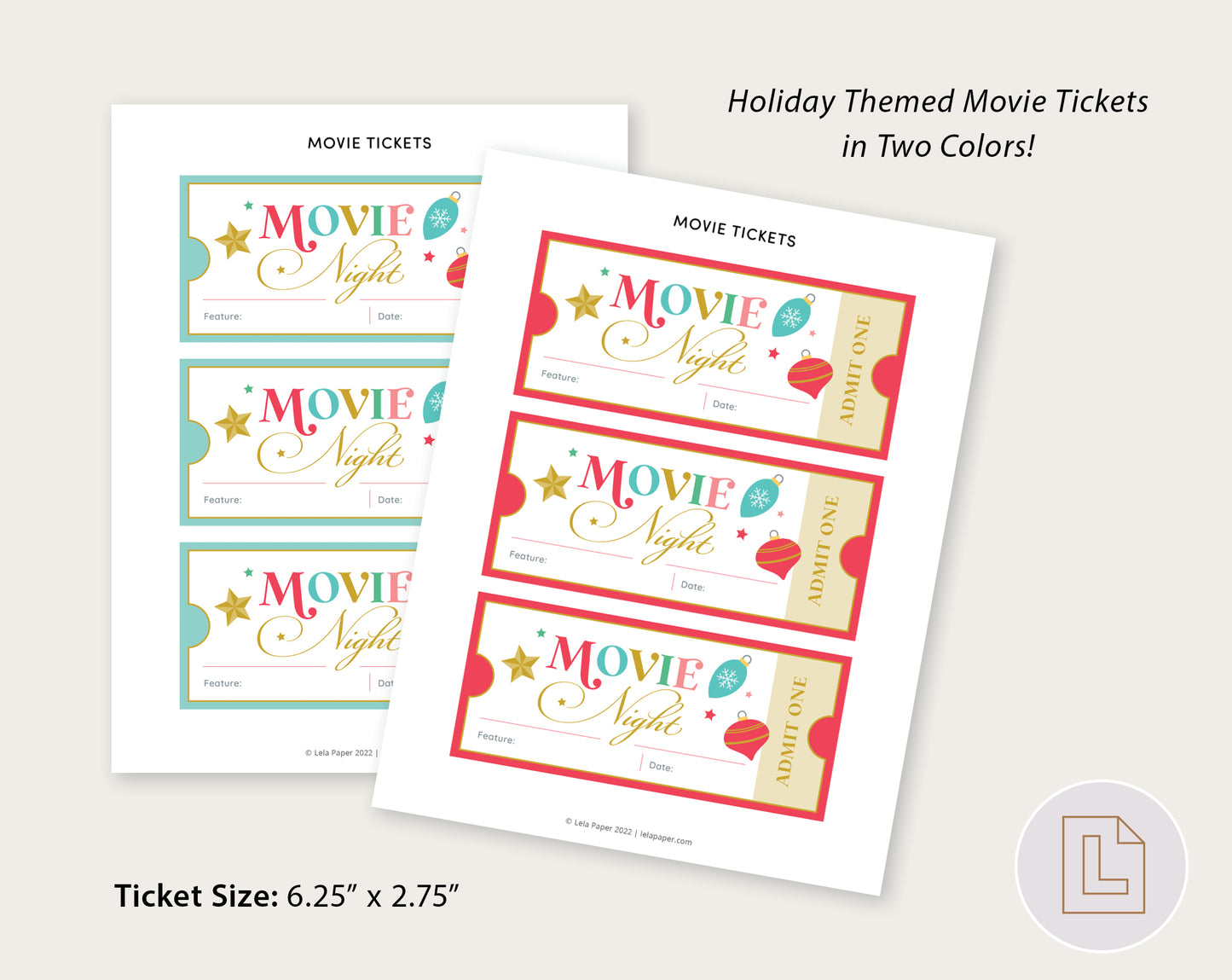 Christmas Movie Night Tickets Printable Se