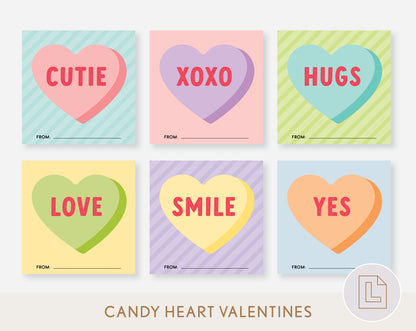 Conversation Heart Valentine Printable | Classmate Valentine Cards