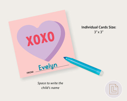 Conversation Heart Valentine Printable | Classmate Valentine Cards