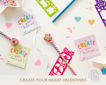 Create Your Heart Out Valentine Printable | Classmate Valentine Cards