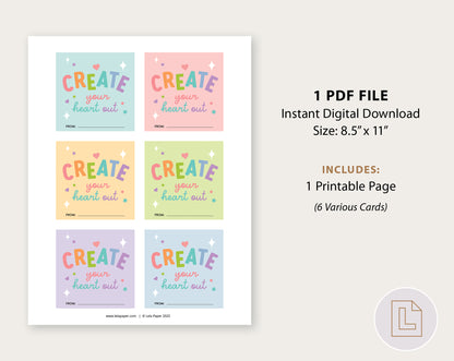 Create Your Heart Out Valentine Printable | Classmate Valentine Cards