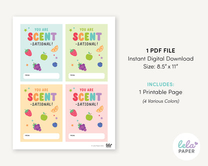 Scent-Sational Valentine Printable | Classmate Valentine Cards