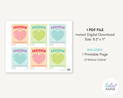 Squishy Toy Valentine Printable | Classmate Valentine Cards