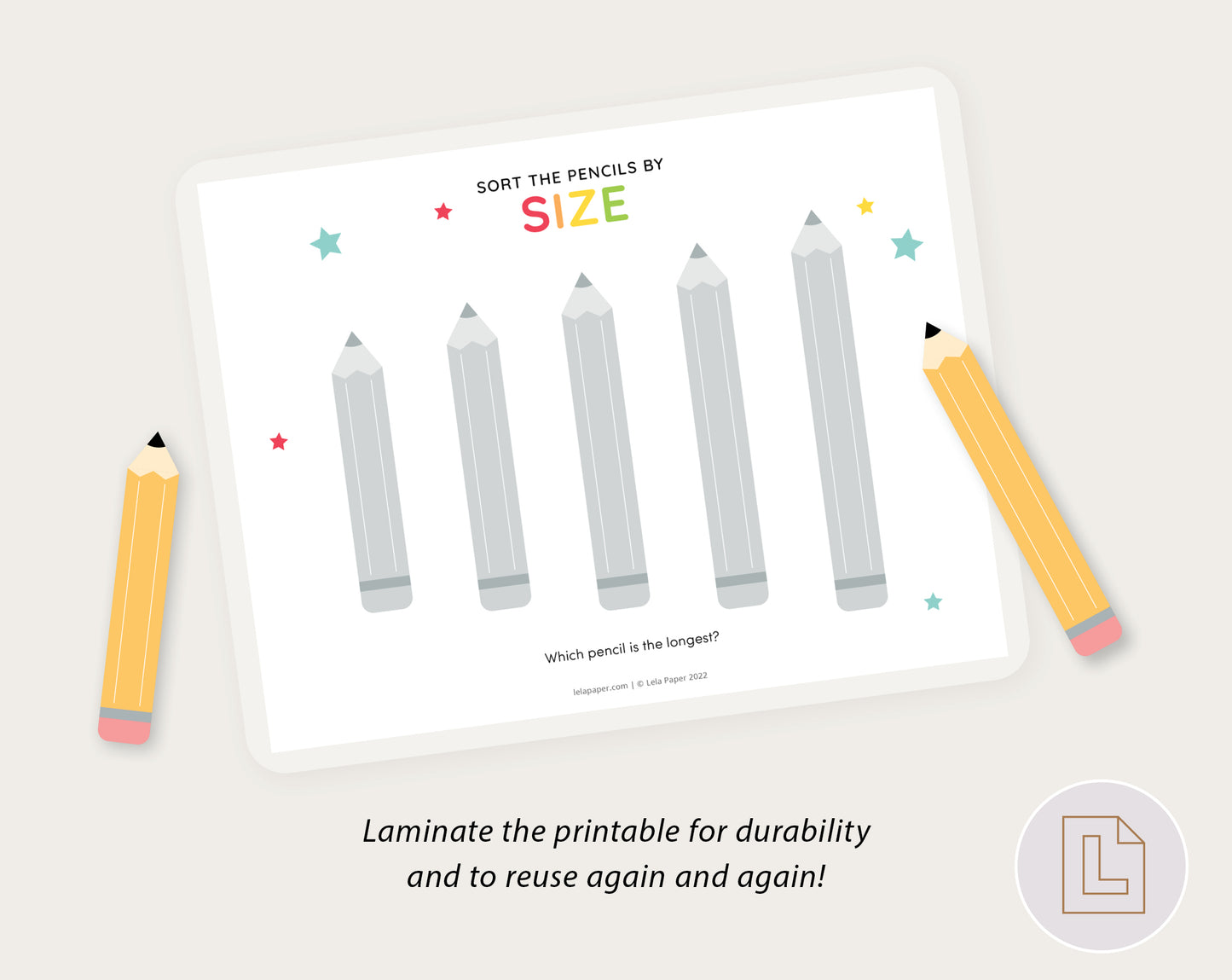Pencil Size Sorting Activity