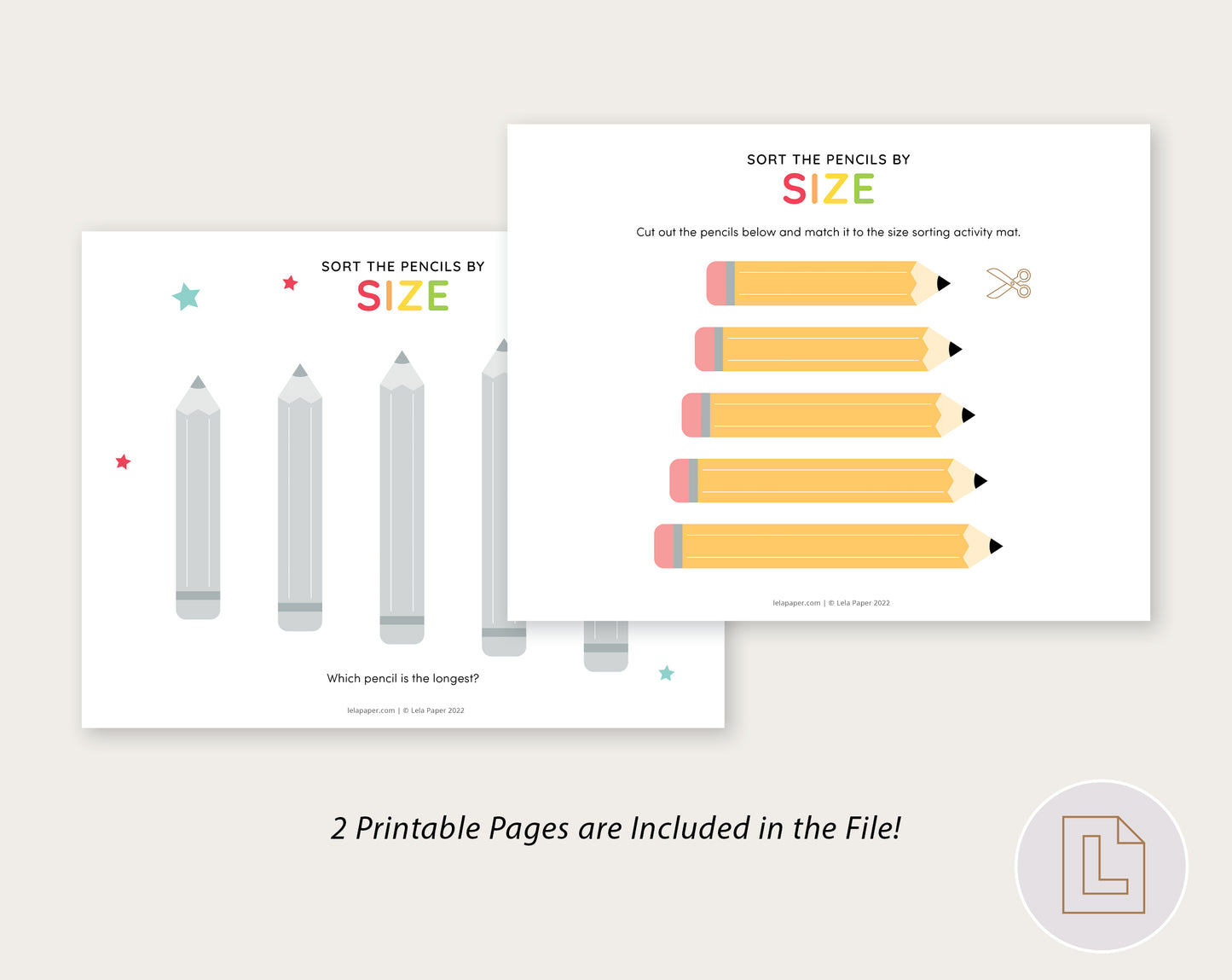 Pencil Size Sorting Activity