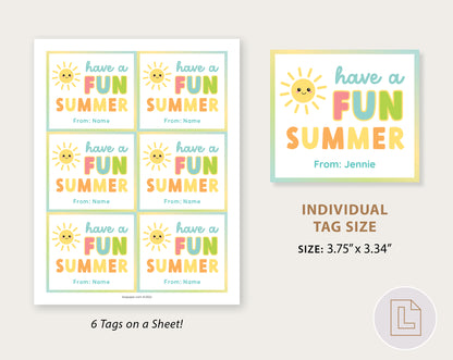 Editable End of School Year Summer Gift Tags