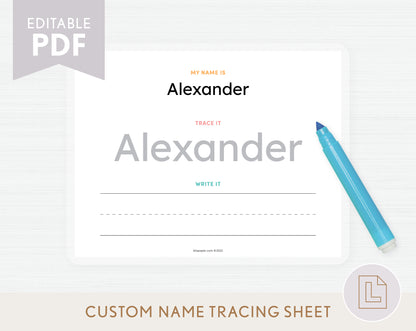Editable Name Tracing Sheet Minimalist