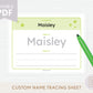 Editable Name Tracing Sheet Green
