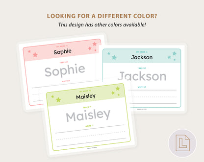 Editable Name Tracing Sheet Green