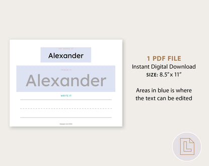 Editable Name Tracing Sheet Minimalist