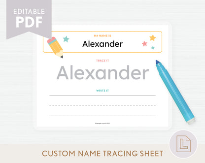 Editable Name Tracing Sheet