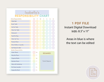 Responsibility Chore Editable Chart