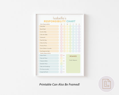 Responsibility Chore Editable Chart