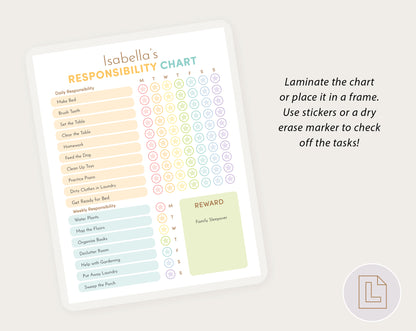 Responsibility Chore Editable Chart